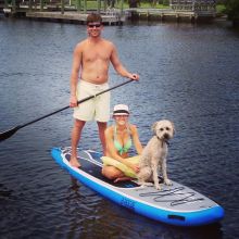 family paddleboarding